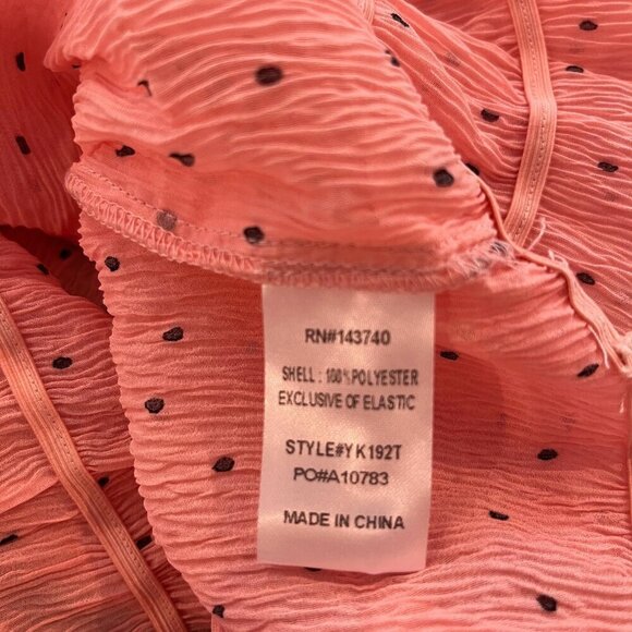 After Market Pink & Black Polka Dot Short Sleeve Peplum Crew Neck Blouse - NWT - Picture 6 of 7